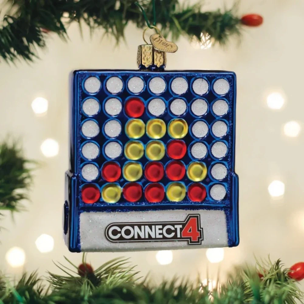 Old World Christmas ‘Connect4’ Game Glass Ornament New With Tags Never Displayed